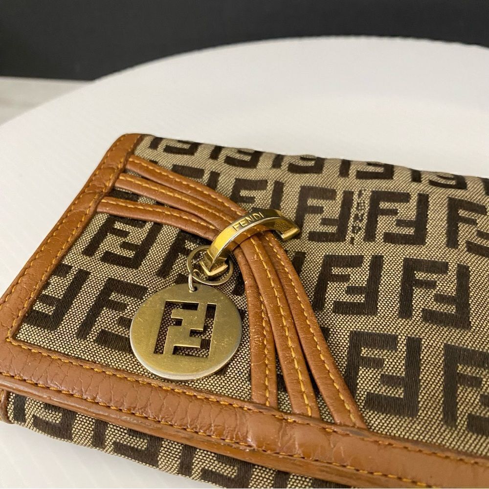 FENDI Zucca Canvas Leather Long Wallet Brown - Picture 7 of 13